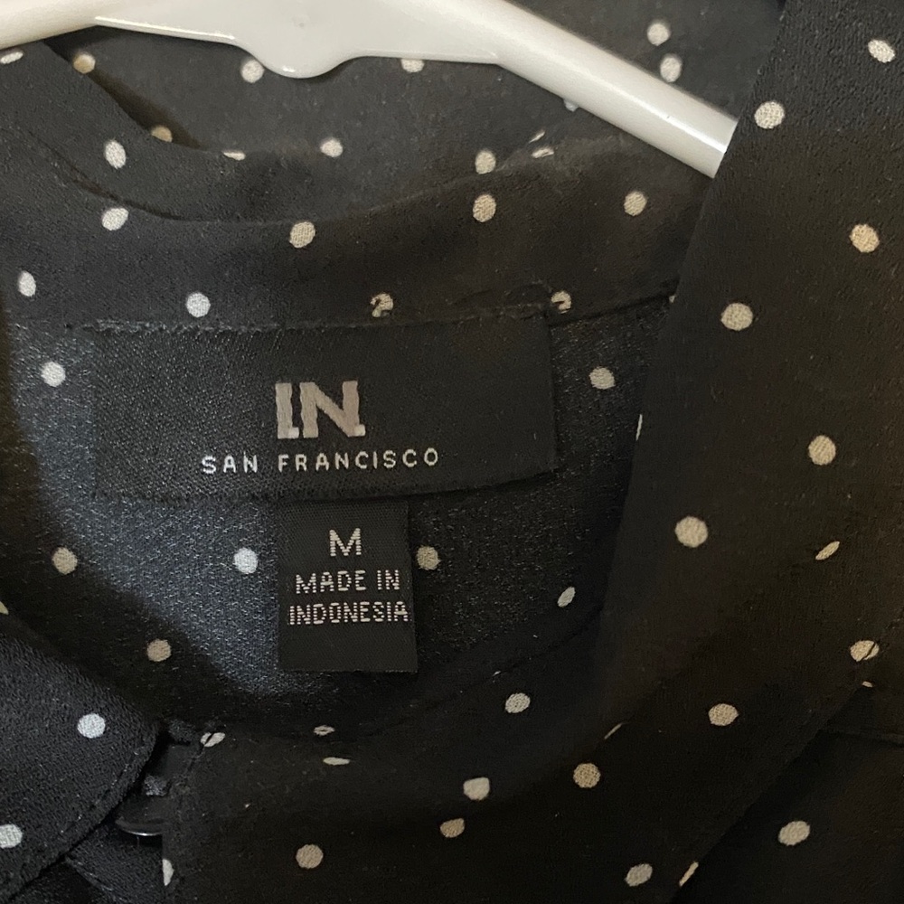 I.N. San Francisco Black and White Polka Dot Top - Picture 2 of 11